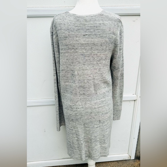 J Jill PURE Tunic Top Women M Linen Cotton Blend Gray Long Sleeve V-neck Stretch - Picture 9 of 10